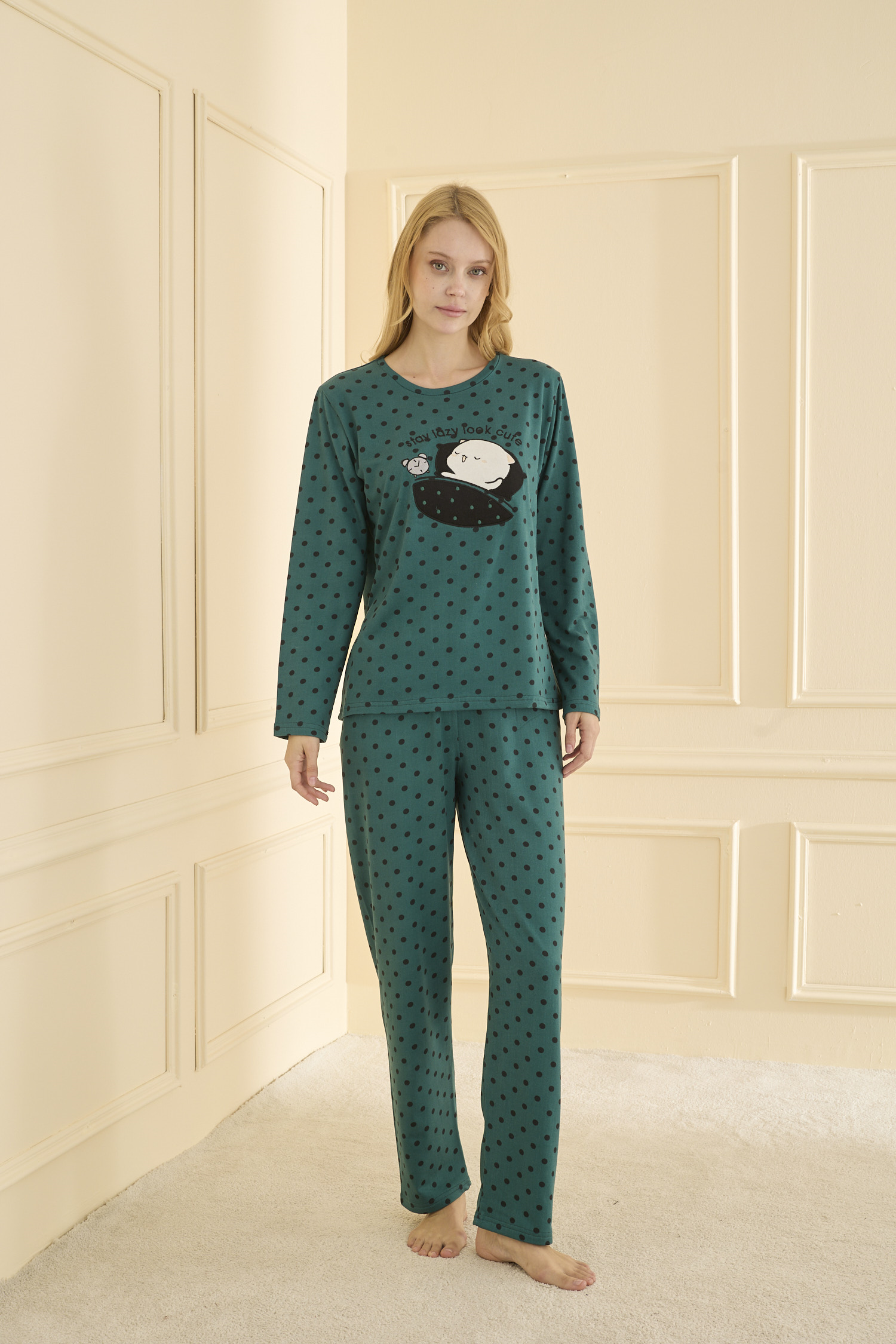 Uzun kol Yeşil Pİjama Takımı 19104