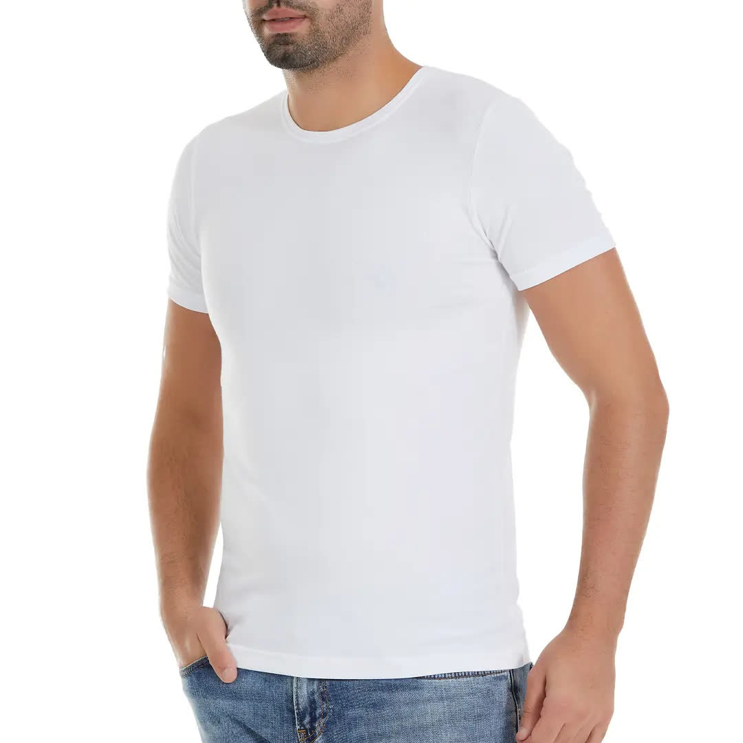 Yıldız 0 Yaka Kısa Kol Modal Beyaz T-Shirt Atlet - 335