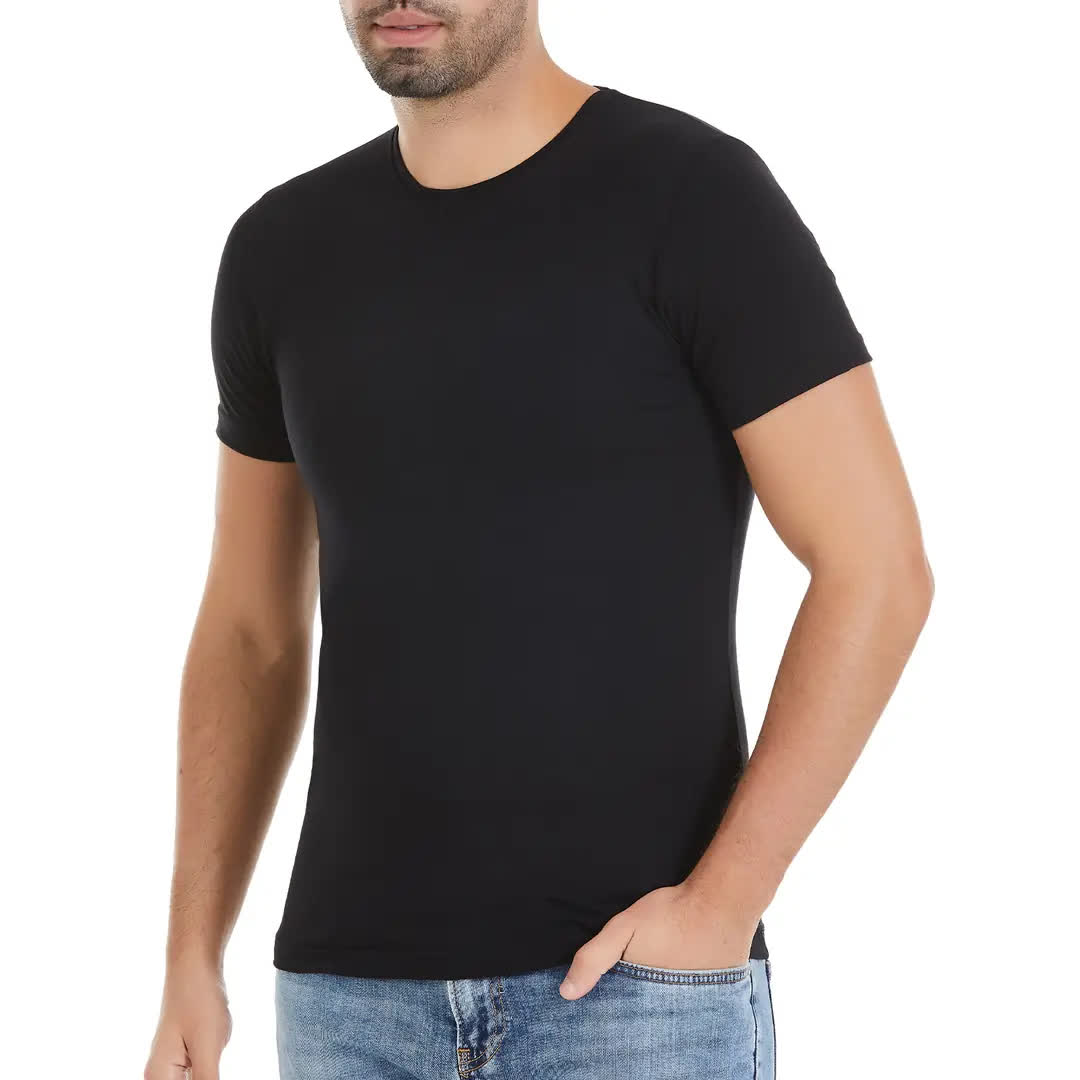 Yıldız 0 Yaka Kısa Kol Modal Siyah T-Shirt Atlet - 336