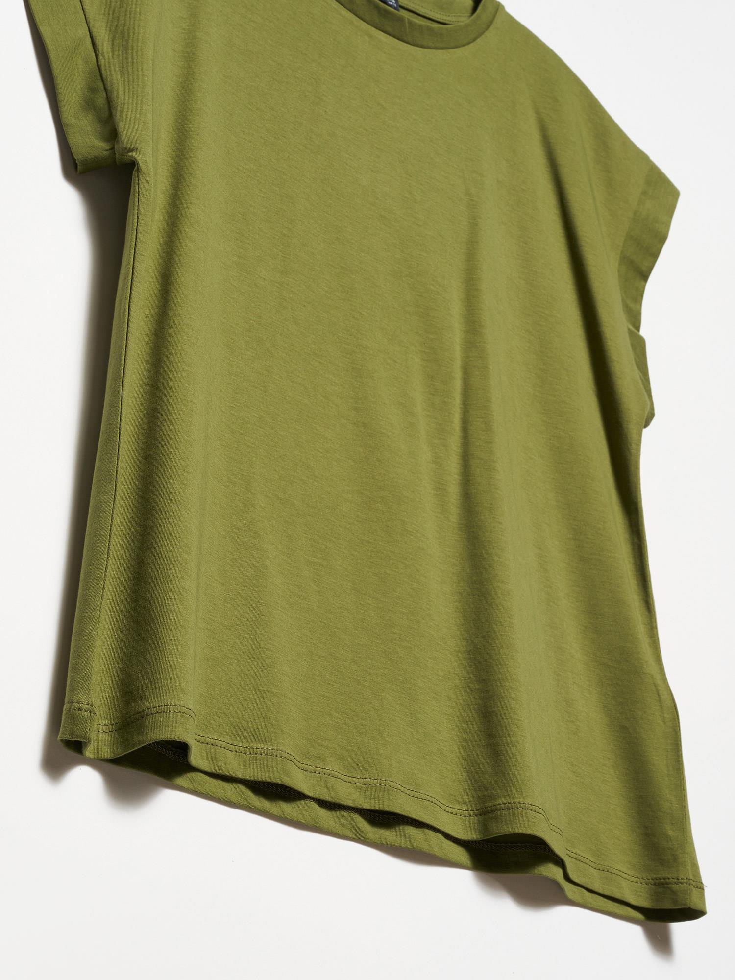 Dilvin Haki Bisiklet Yaka Penye Kadın T-Shirt 3504KADIN T-SHIRT