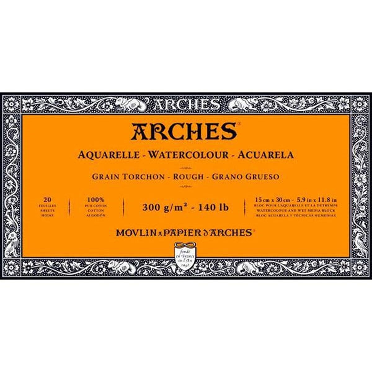 Arches Suluboya Blok - 15x30cm - 300Gr. - 20 Yaprak - Kalın DokuArches Suluboya Blok - 15x30cm - 300Gr. - 20 Yaprak - Kalın DokuSulu Boya BloklarıArches