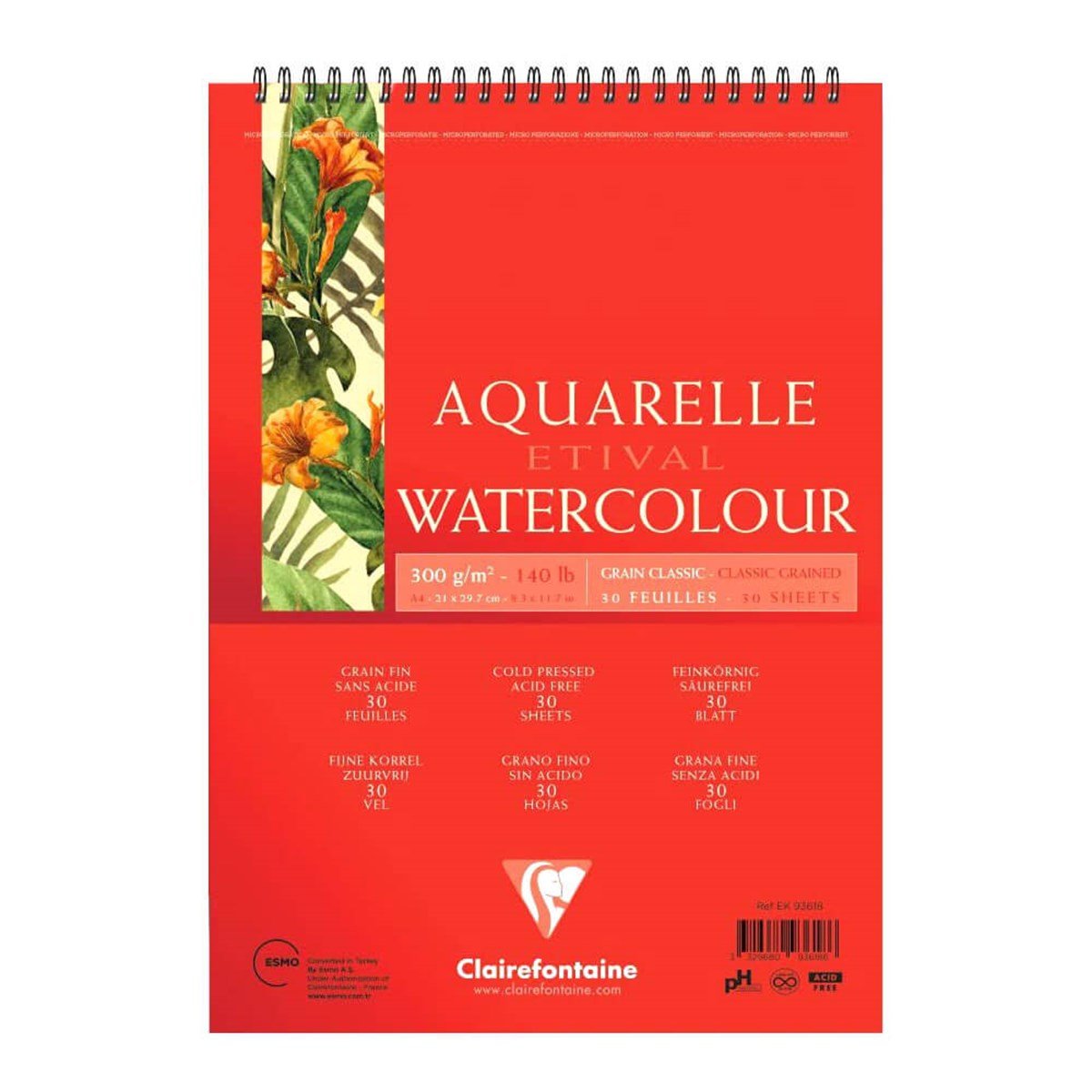 Clairefontaine Etival Classic A4 3200 gr Üstten Spiralli 30 YaprakClairefontaine Etival Classic A4 3200 gr Üstten Spiralli 30 YaprakSulu Boya BloklarıClairefontaine