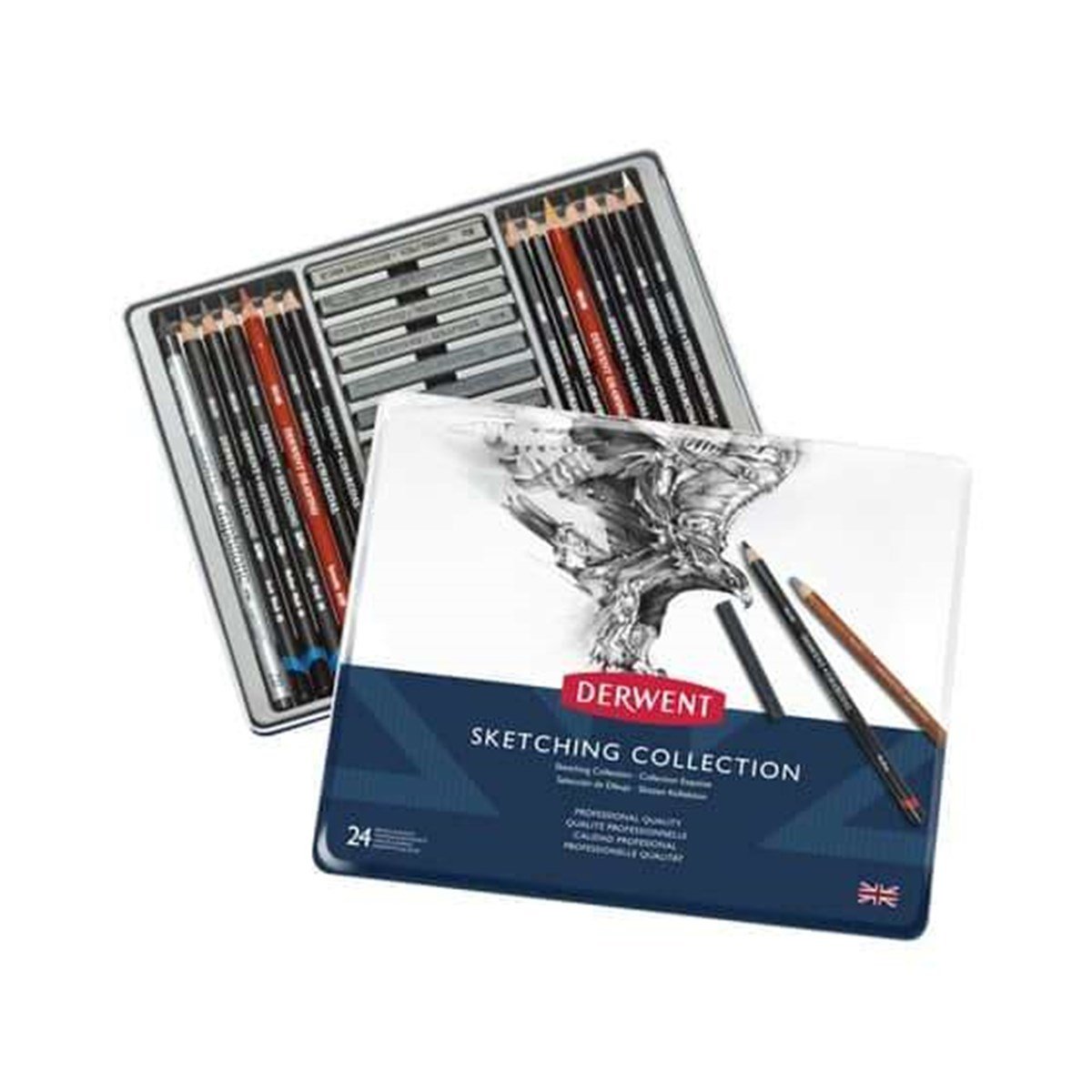 Derwent Sketching Collection, Metal Tin, 24 Count