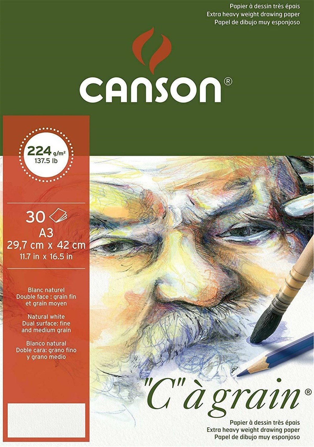 Canson400084107Canson Ca Grain İnce Dokulu Eskiz Blok 224 gr 30 Sayfa