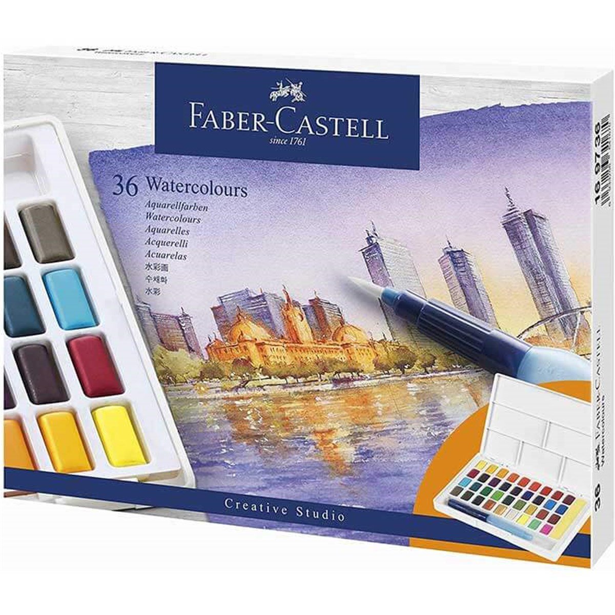 Faber Castell 36 Renk Tablet Sulu Boya + Fırça HediyeliSulu BoyalarFaber Castell