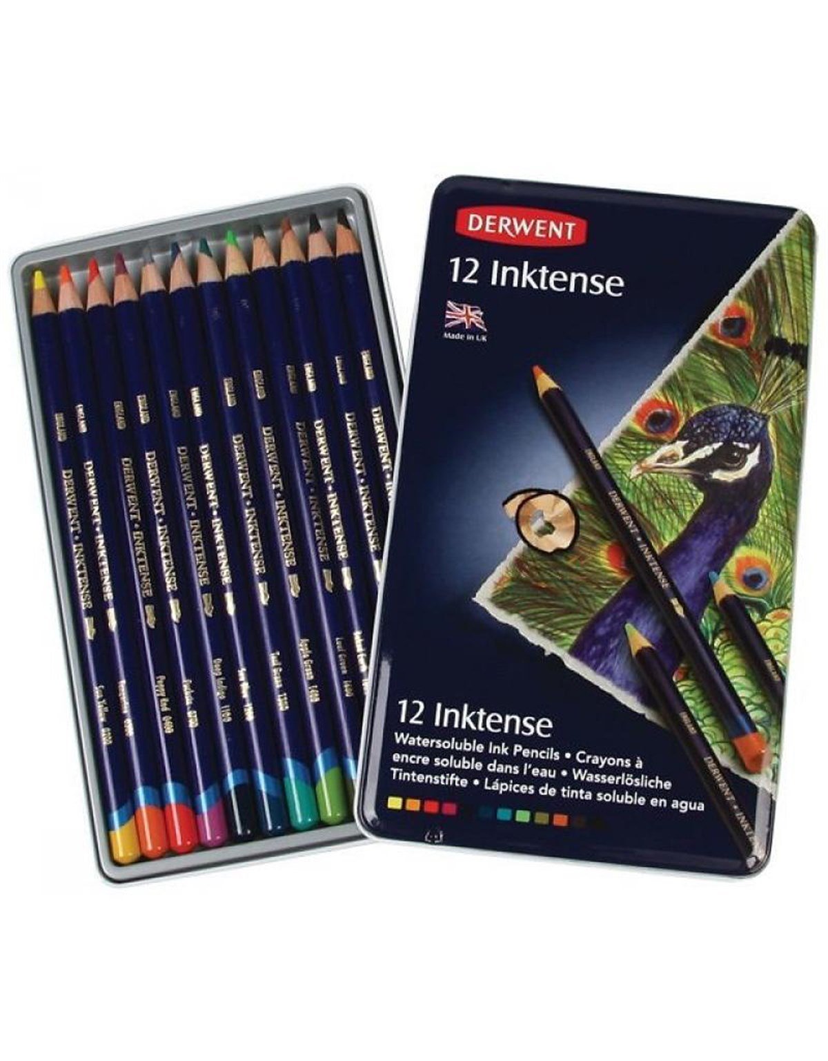 Derwent0700928Derwent Inktense Mürekkep Etkili Aquarel Boya Kalemi Teneke Kutu 12 Renk