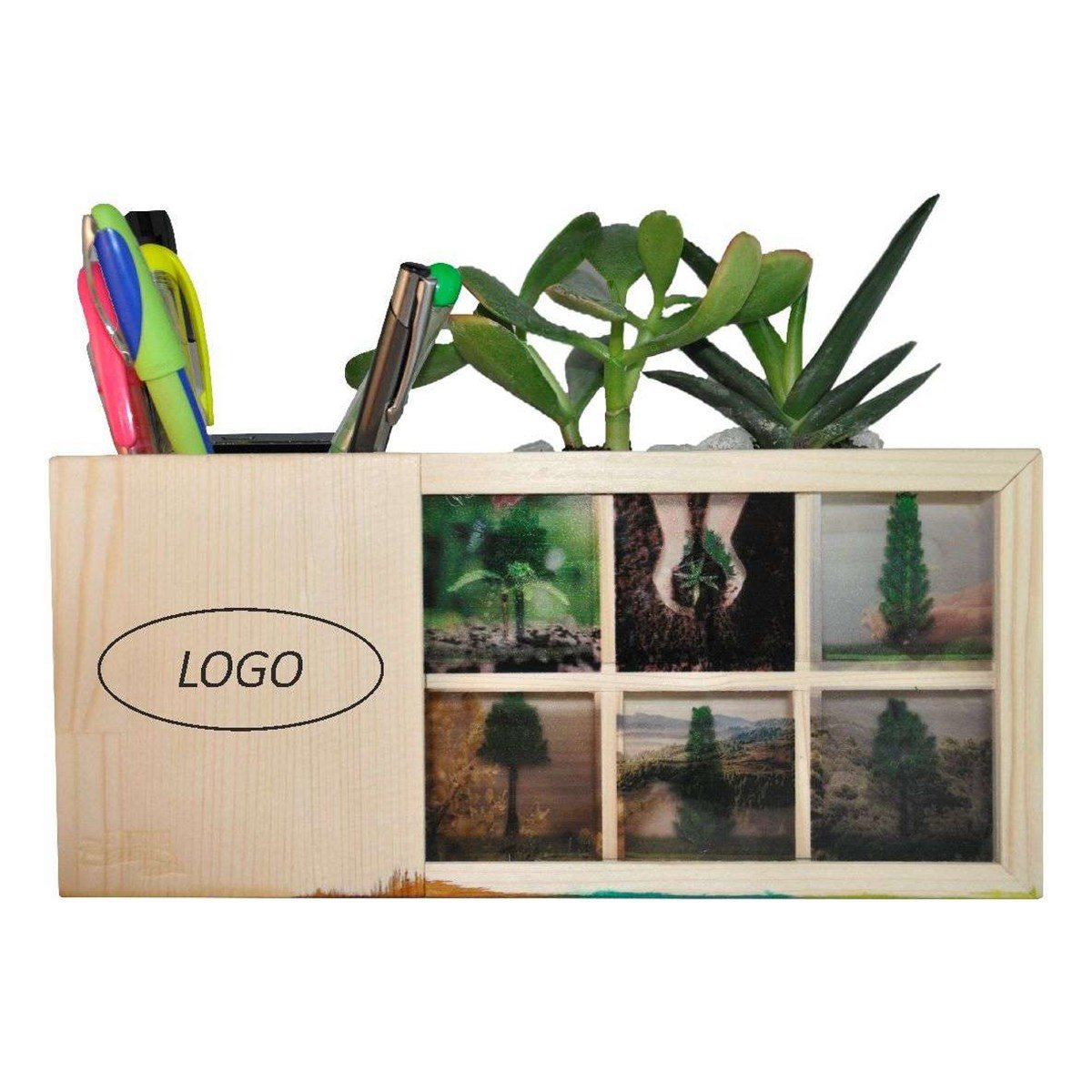 Larte Masif Çam Çerçeveli Çiçeklik Kalemlik & Telefon Desk