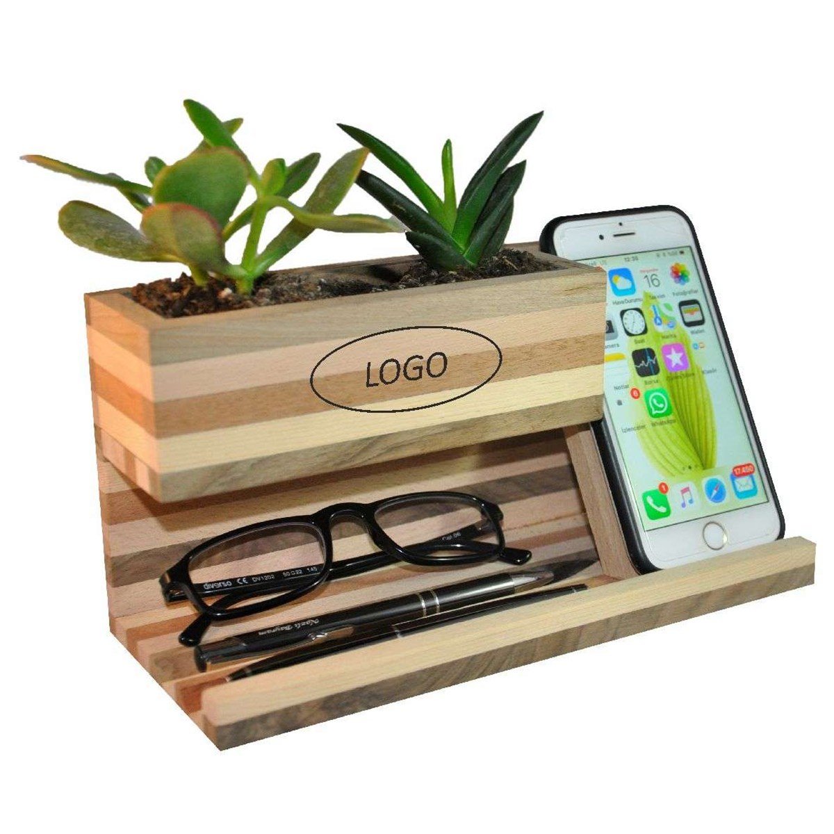 Larte Masif Zebra Çiçeklik Kalemlik & Telefon Desk