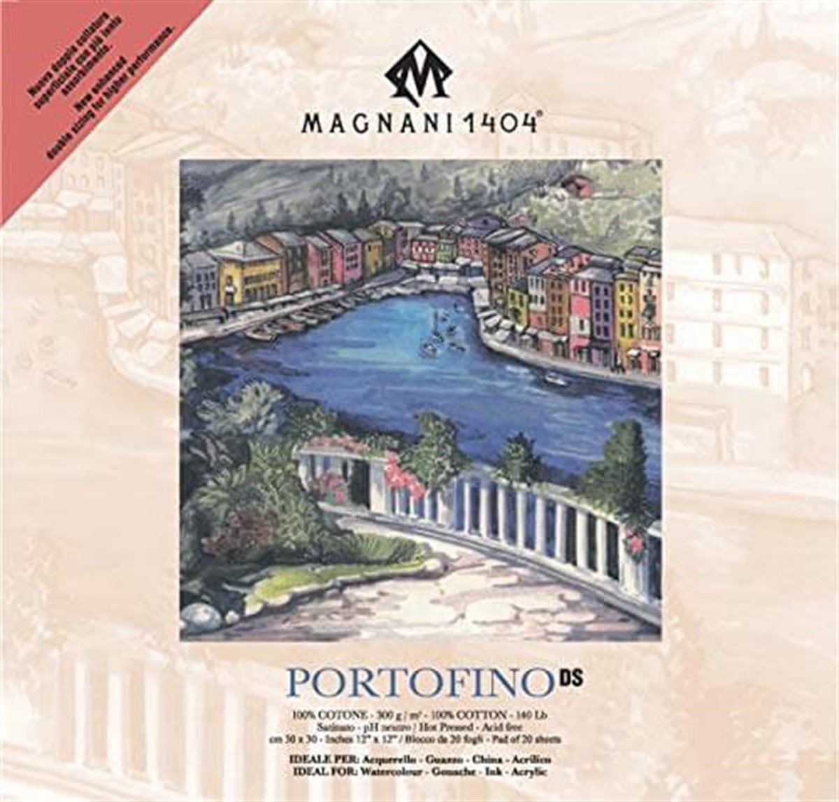 Magnani 1404 PORTOFINO DS Hot Pressed Cotton Akrilik ve Sulu Boya Blokları 300g 20 YaprakSulu Boya BloklarıMagnani 1404