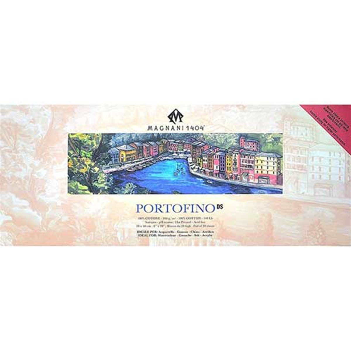Magnani 1404 PORTOFINO DS Hot Pressed Cotton Akrilik ve Sulu Boya Blokları 300g 20 YaprakSulu Boya BloklarıMagnani 1404