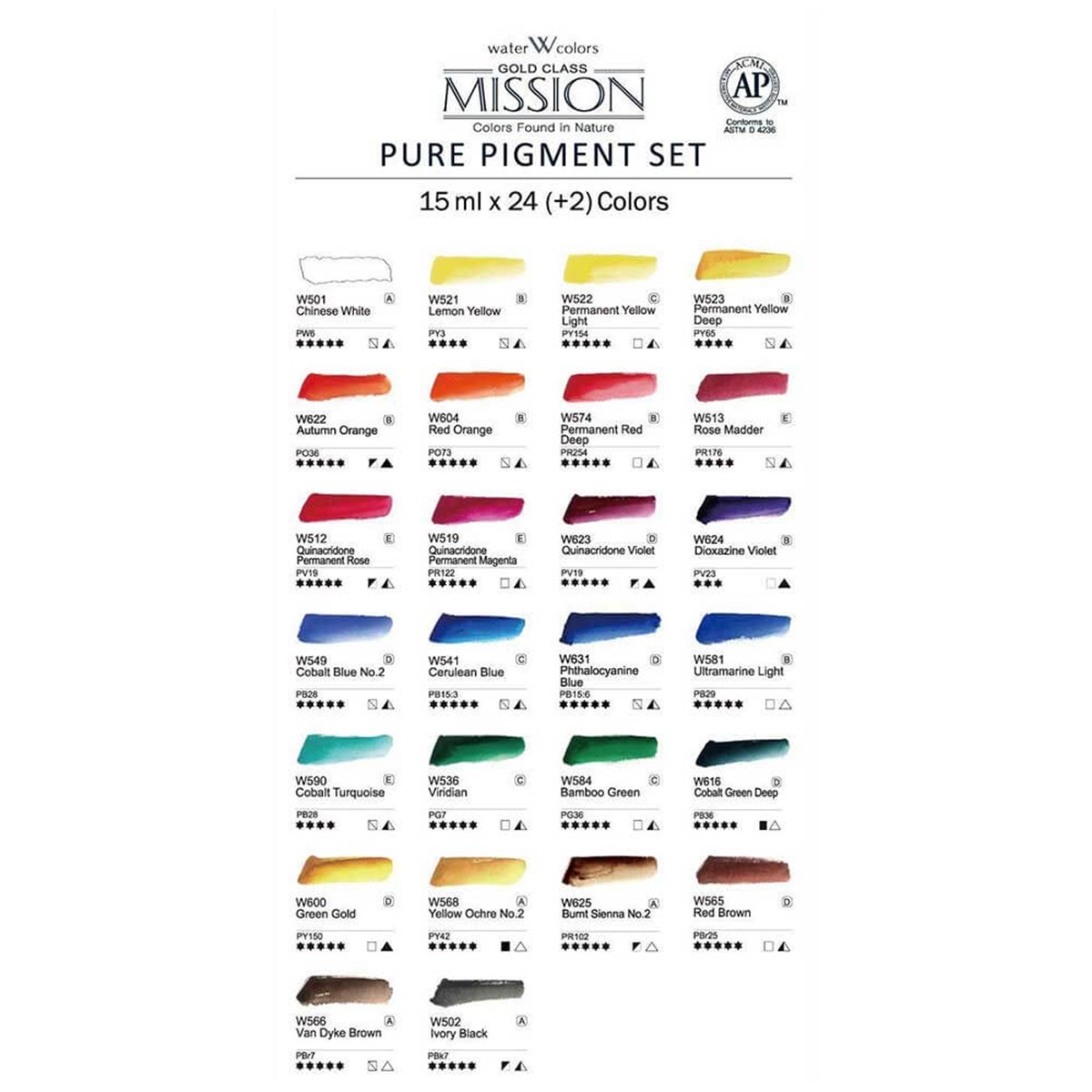 Mission Gold Class Pigment Tüp Suluboya 15ml x 24 RenkMission Gold Class Pigment Tüp Suluboya 15ml x 24 RenkSulu Boya SetleriMijello