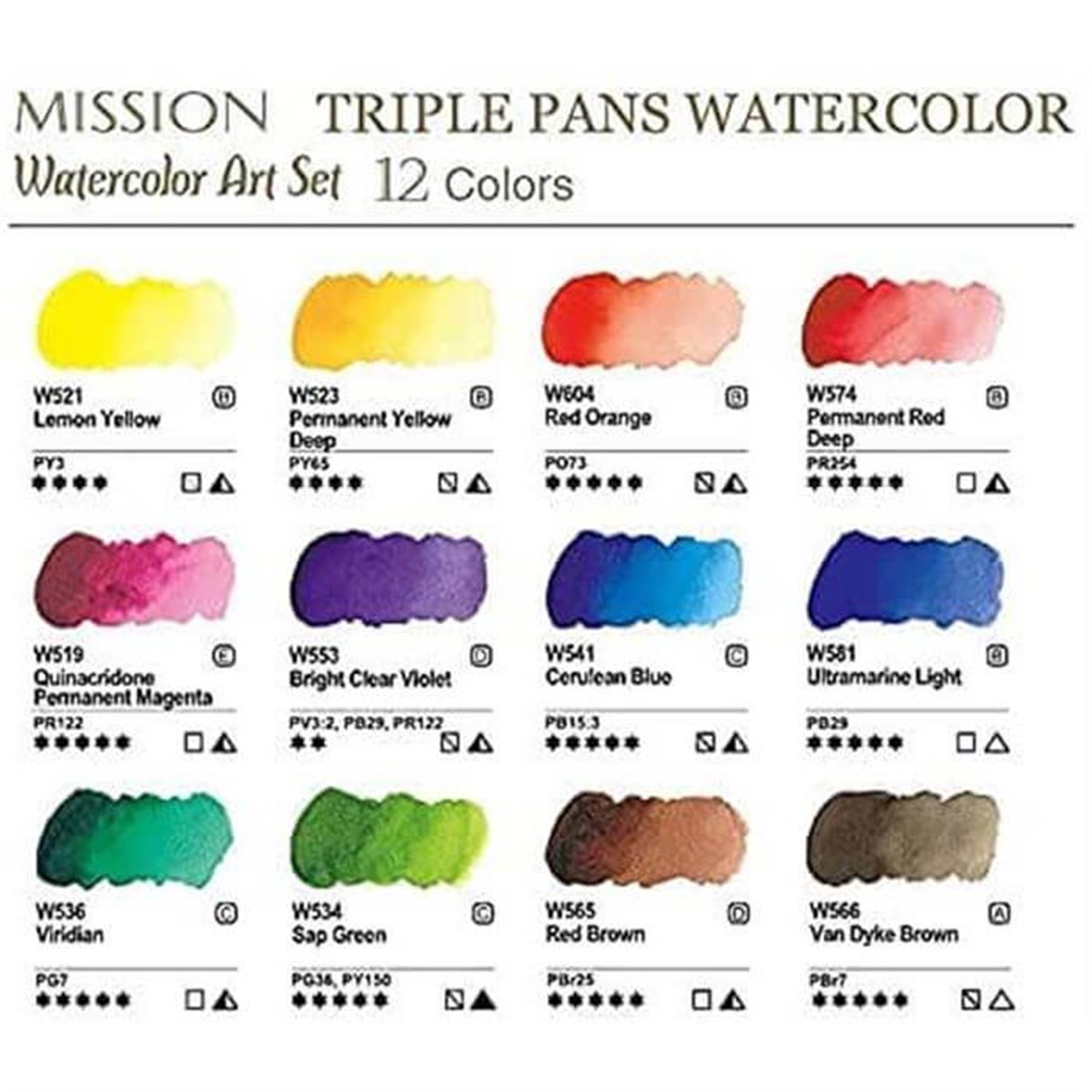 Mission Gold Class Suluboya 12 RenkMission Gold Class Suluboya 12 RenkSulu Boya SetleriMijello