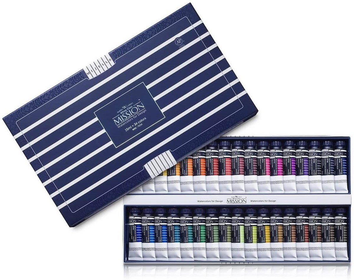 Mission White Class Tüp Sulu Boya 15ml x 34 RenkMission White Class Tüp Sulu Boya 15ml x 34 RenkSulu Boya SetleriMijello