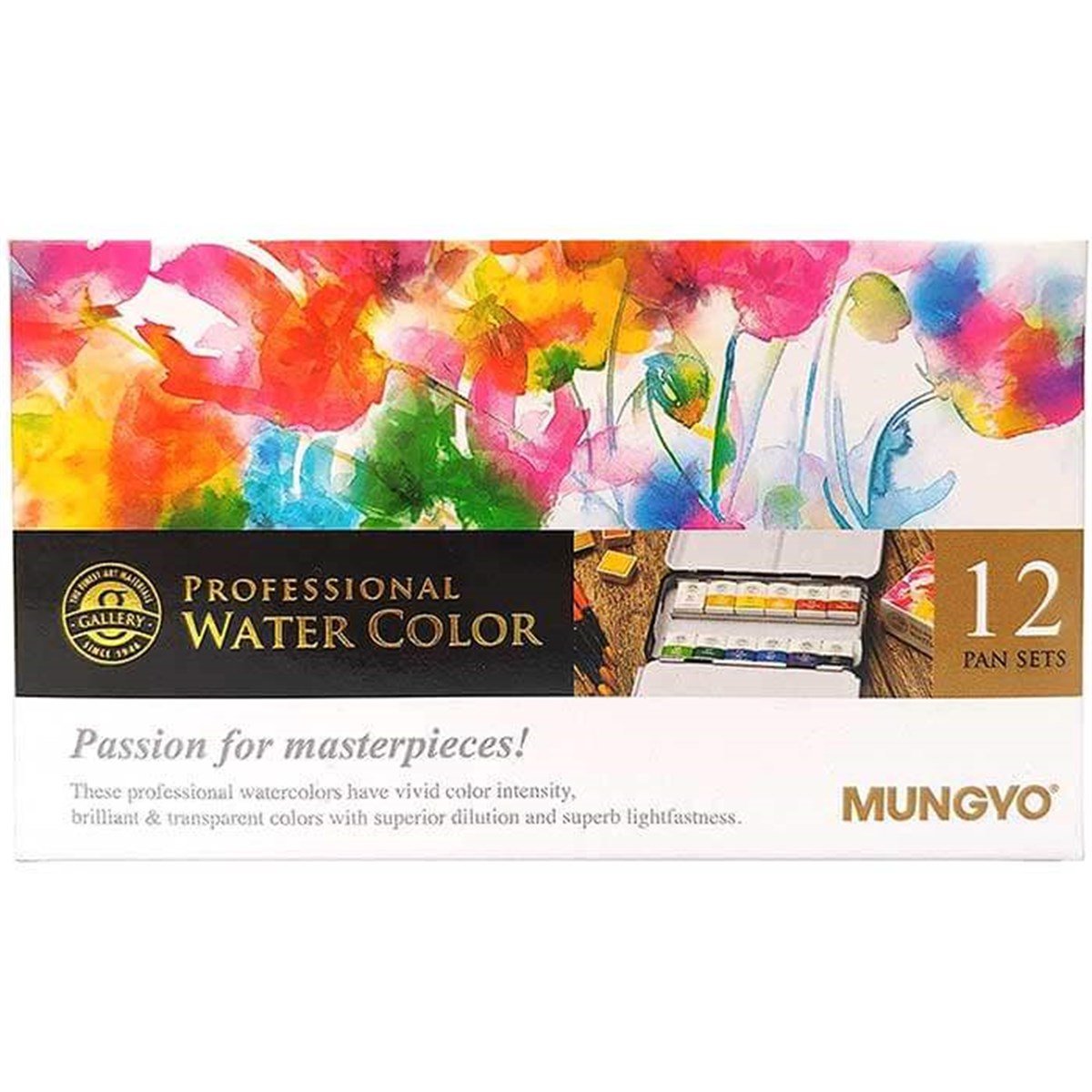 Mungyo Professional Sulu Boya Seti 12li Yarım Tablet Defter HediyeliSulu Boya SetleriMungyo