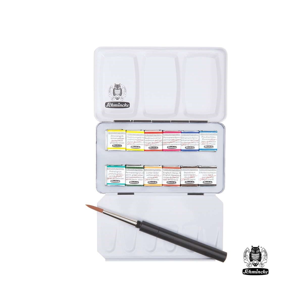 Schmincke Horadam Aquarell 12 Renk Metal Kutulu Tablet Suluboya