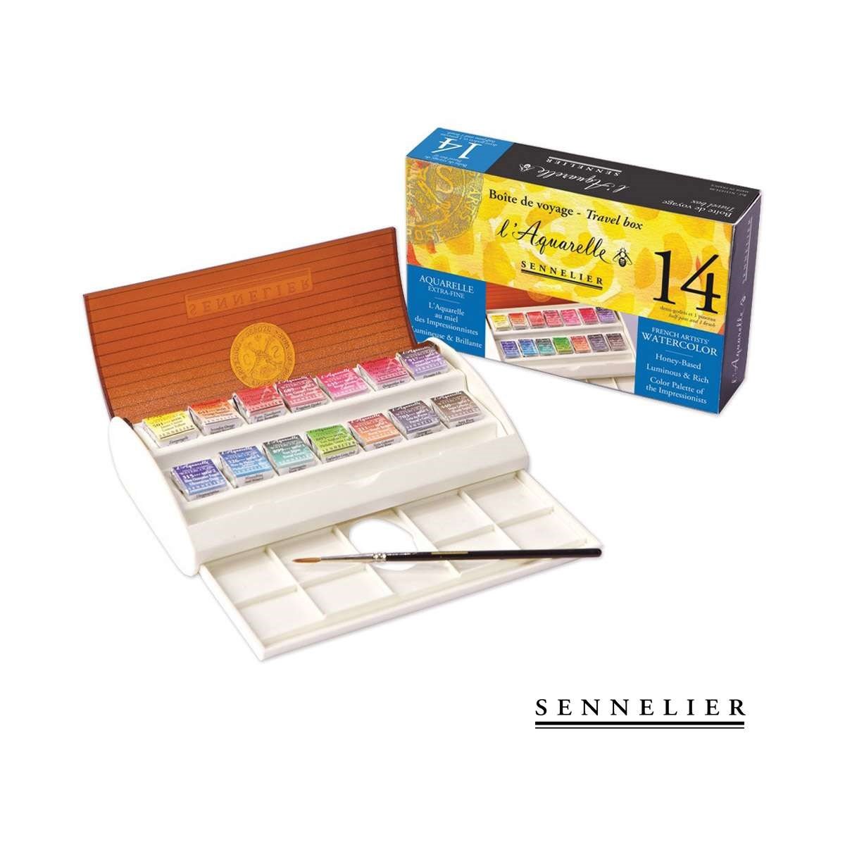 Sennelier l'Aquarelle Yolculuk Kutusu 14 Renk Suluboya Seti