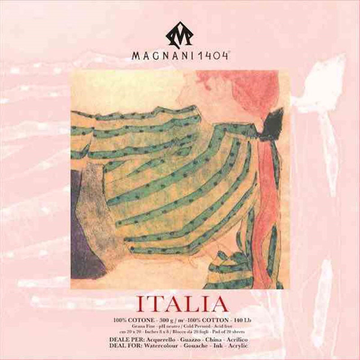 Magnani 140450501515Magnani1404 ITALIA Cold Pressed CottonAkrilik ve Sulu Boya Blokları 300g 20 Yaprak