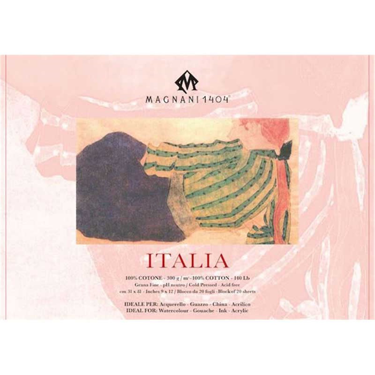 Magnani 140450501515Magnani1404 ITALIA Cold Pressed CottonAkrilik ve Sulu Boya Blokları 300g 20 Yaprak