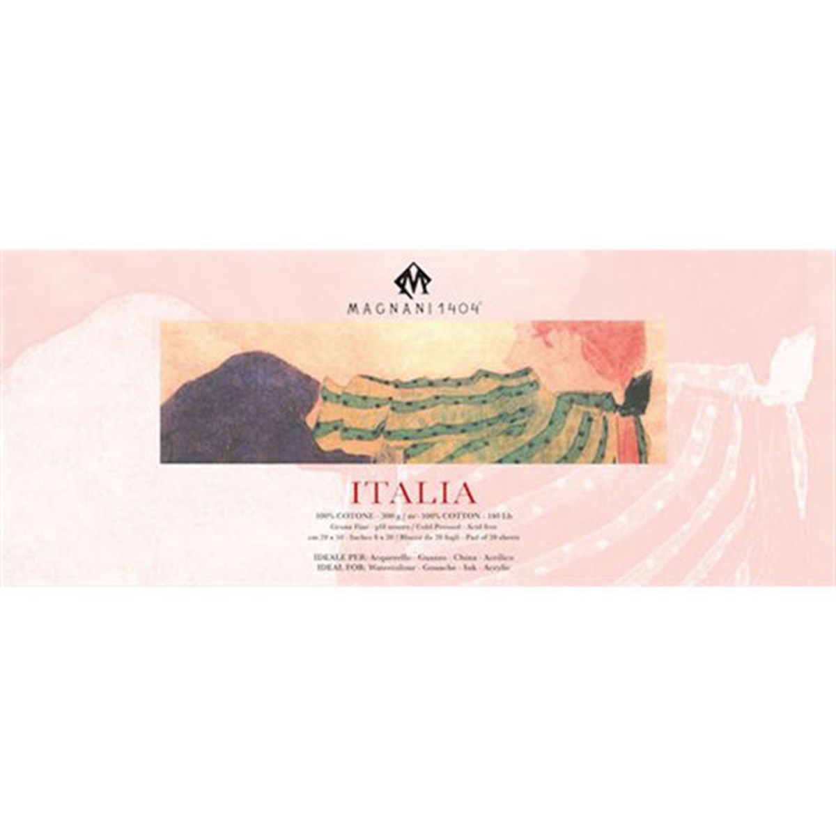 Magnani 140450501515Magnani1404 ITALIA Cold Pressed CottonAkrilik ve Sulu Boya Blokları 300g 20 Yaprak