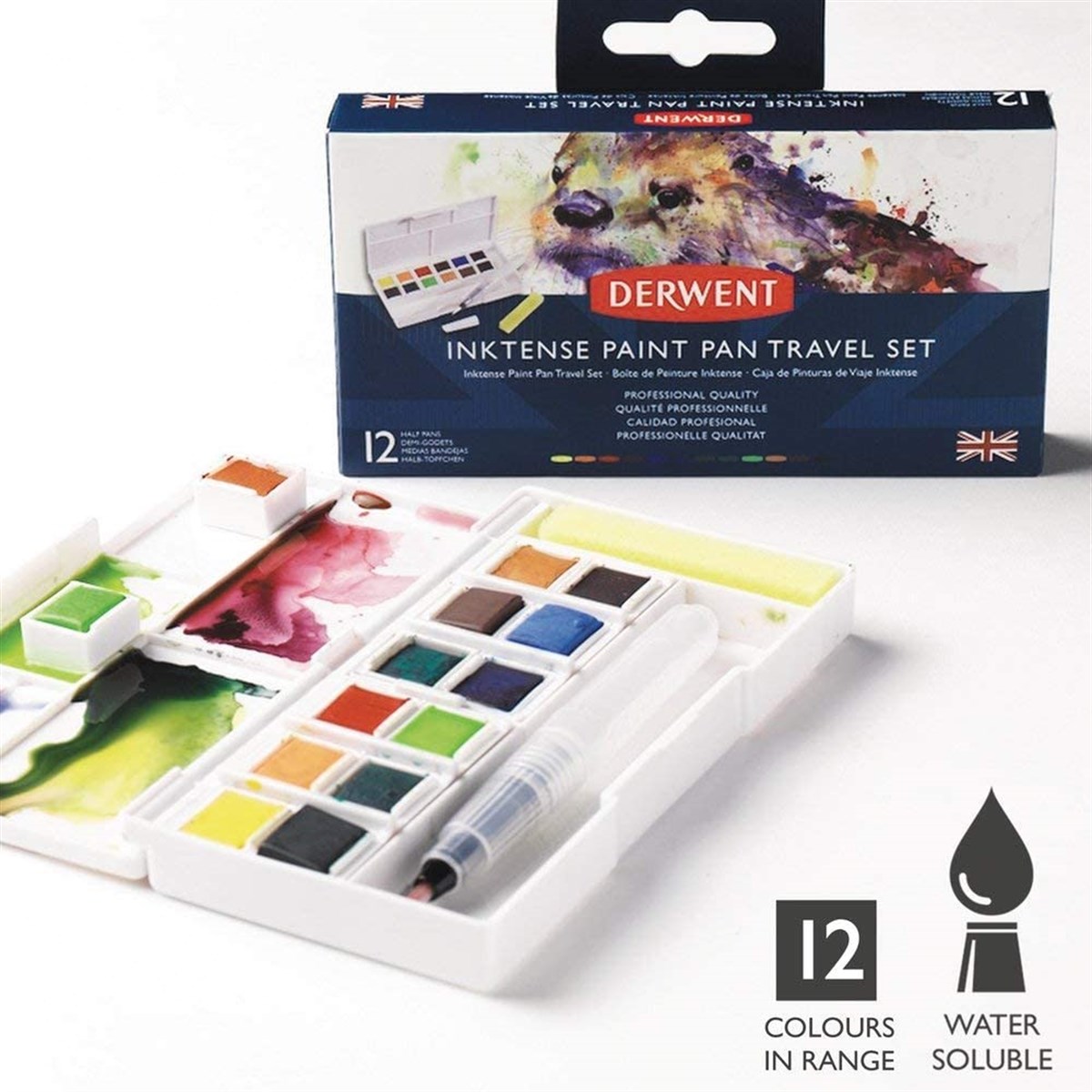 Derwent2302636Derwent Inktense Sulu Boya Seyahat Seti Yarım Tablet 12li