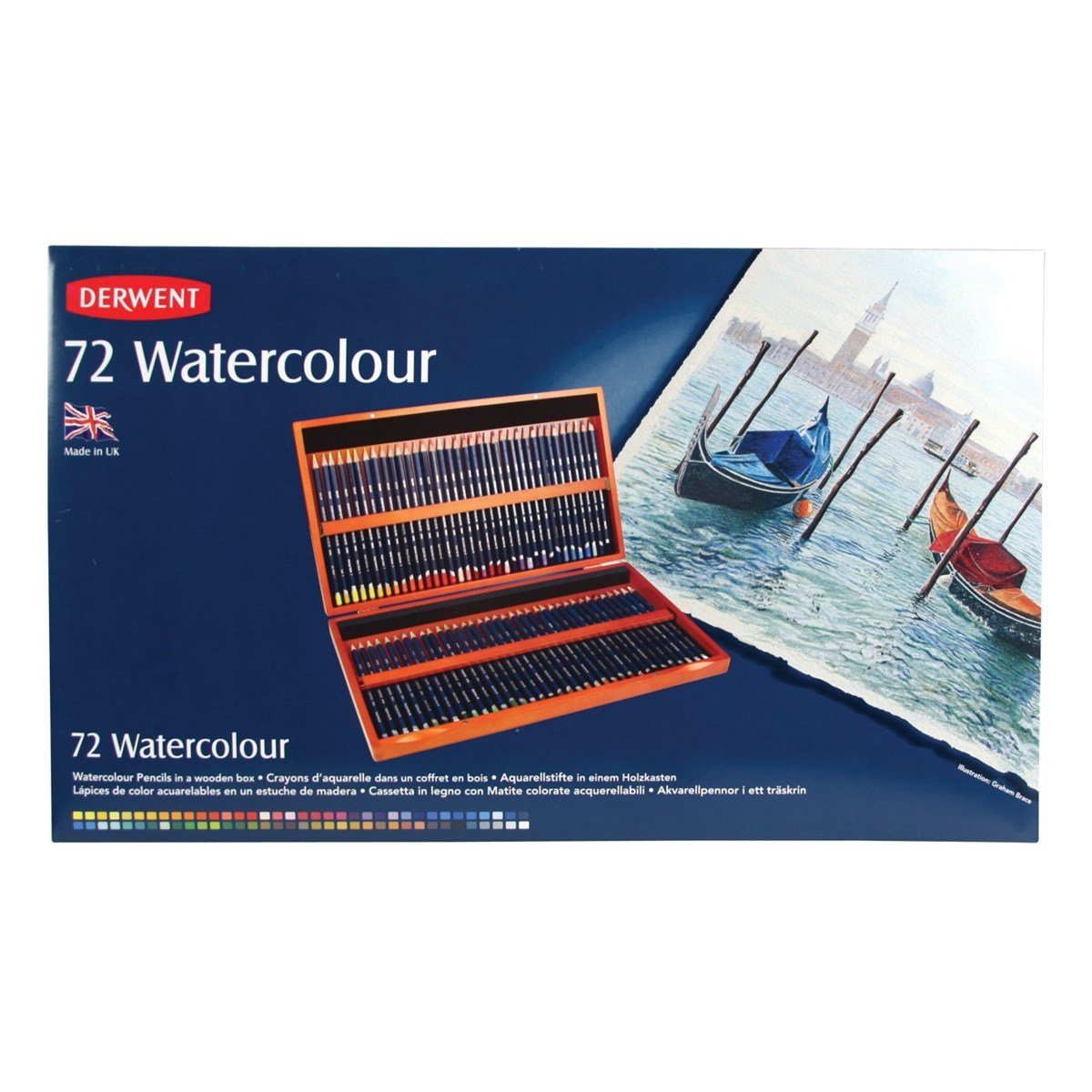 Derwent32891Derwent Watercolour Pencils Suluboya Kalemi 72'Li Ahşap Kutu