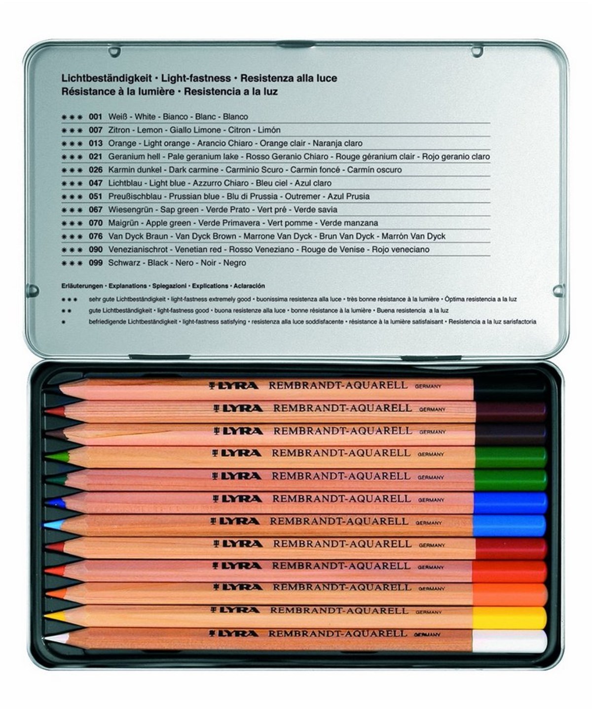 Lyra2700M12Lyra Rembrandt Aquarell 12 Set - Sulu Boya Kuru Kalem Seti 12 Renk