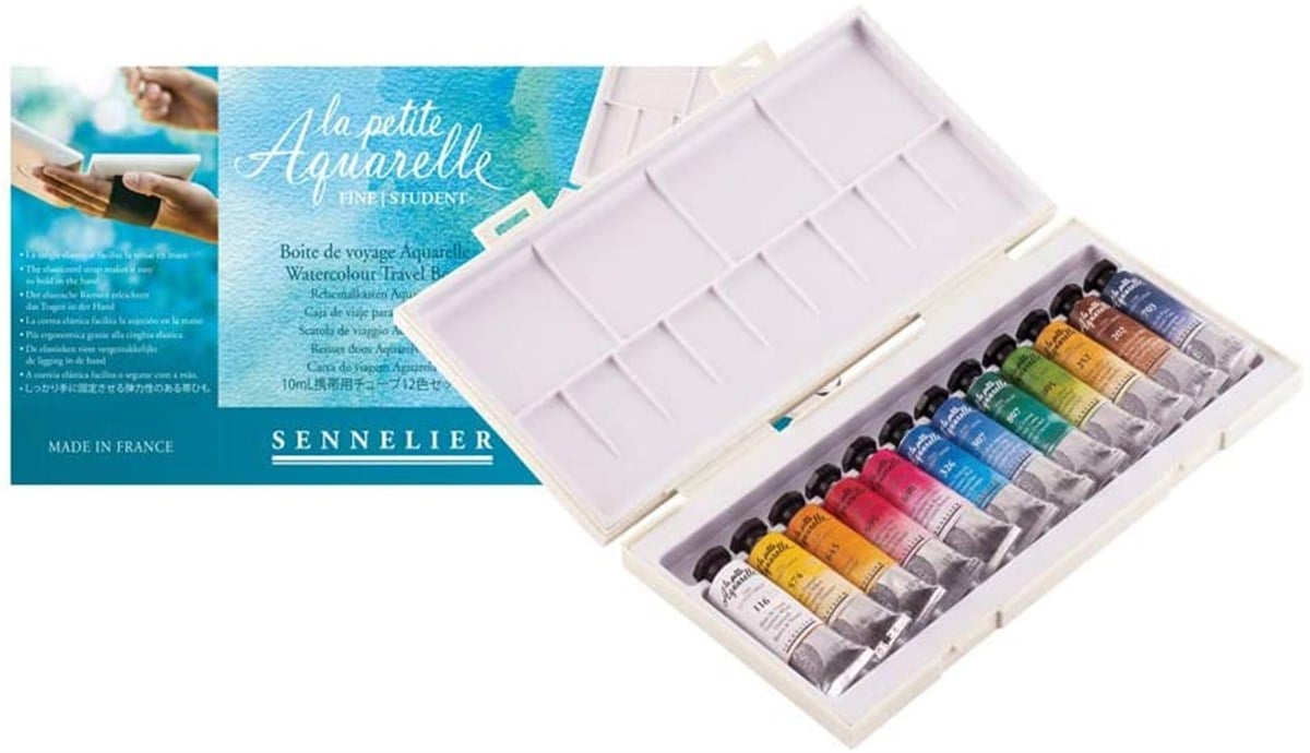 SennelierN131682Sennelier La Petite Suluboya 12Renk 10ml Tüp Fırça Hediyeli