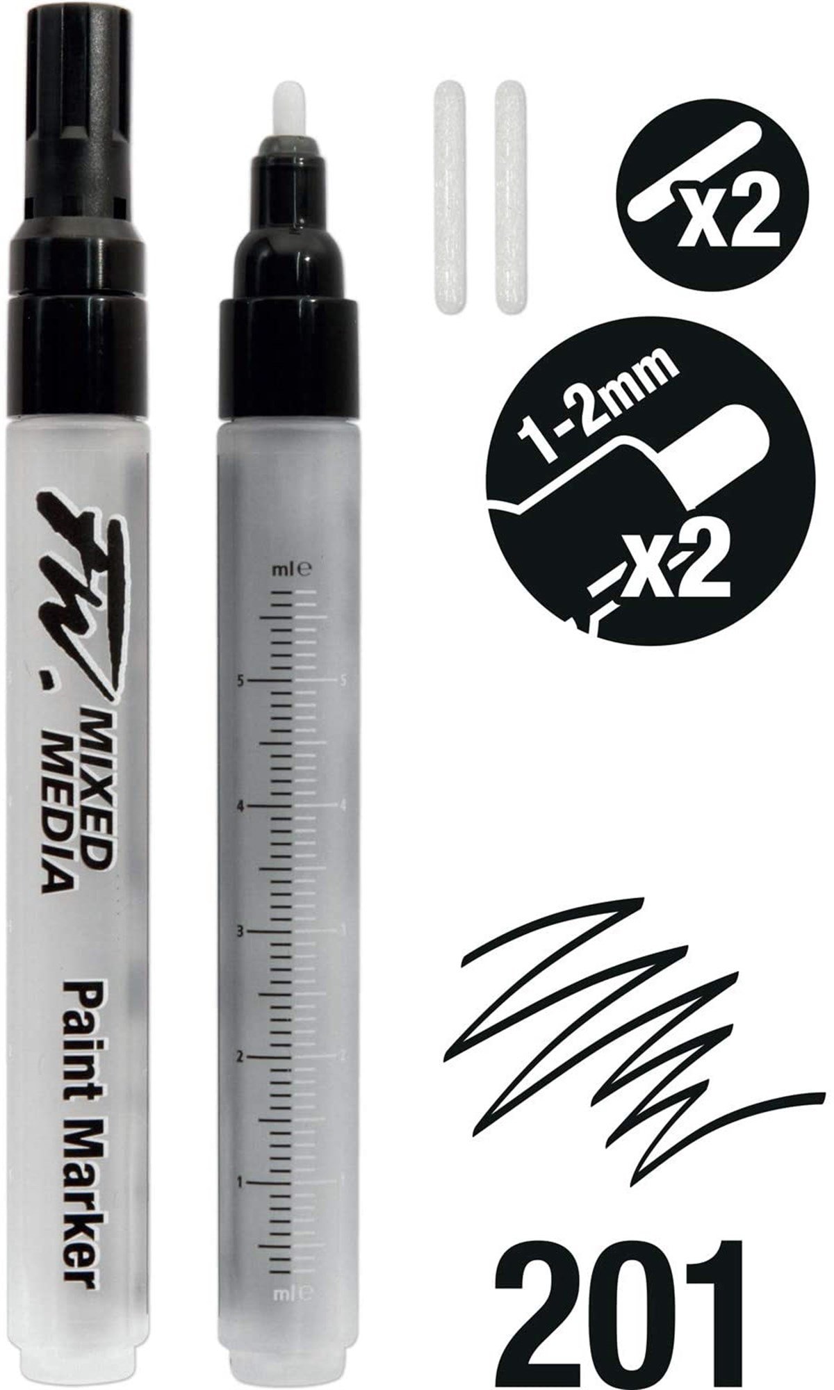 Daler Rowney160320201Daler Rowney FW Mixed Media Paint Marker Sets 201 1-2mm Yuvarlak Uç (M)