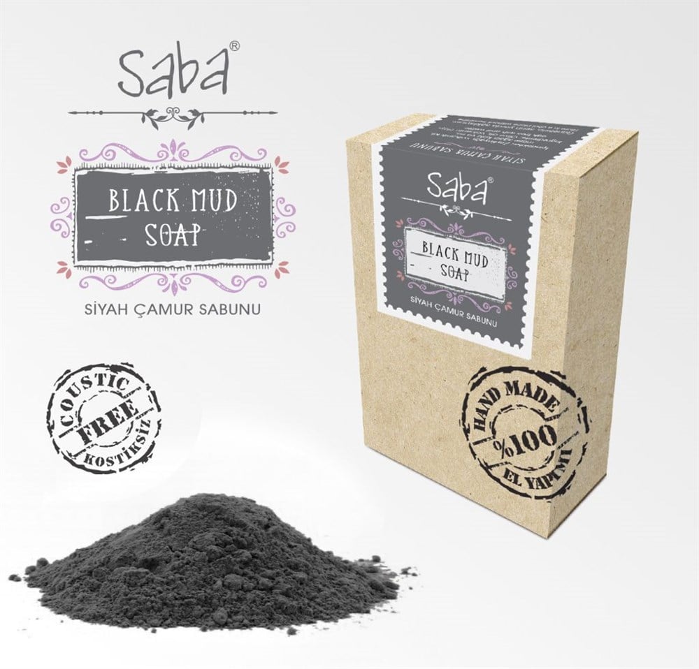 SabaSaba Kostiksiz Siyah Çamur Sabunu 125 Gr.