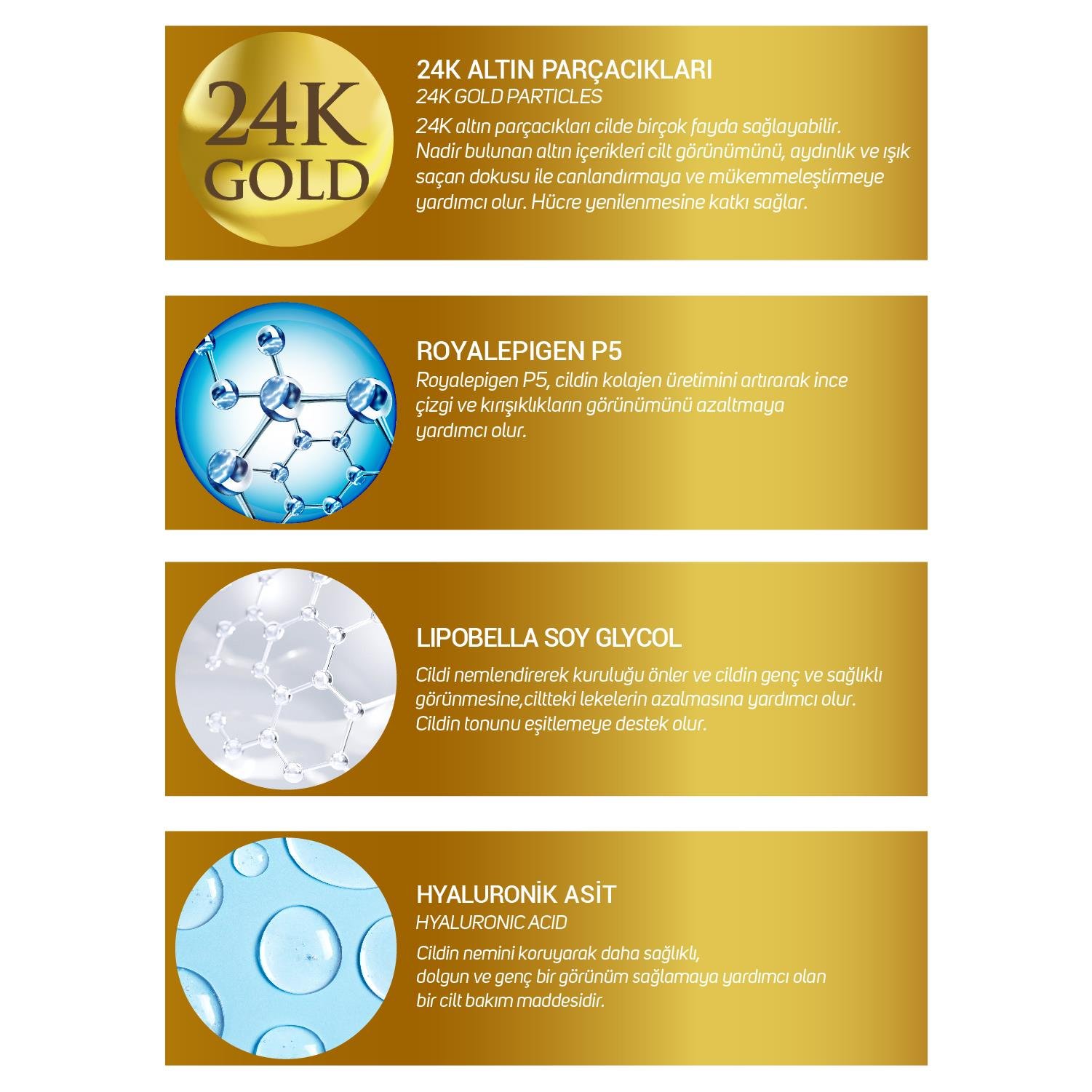 ClinicLab 24K Gold Altın Parçacıklı Yaşlanma Karşıtı Bakım Kremi 50 Ml