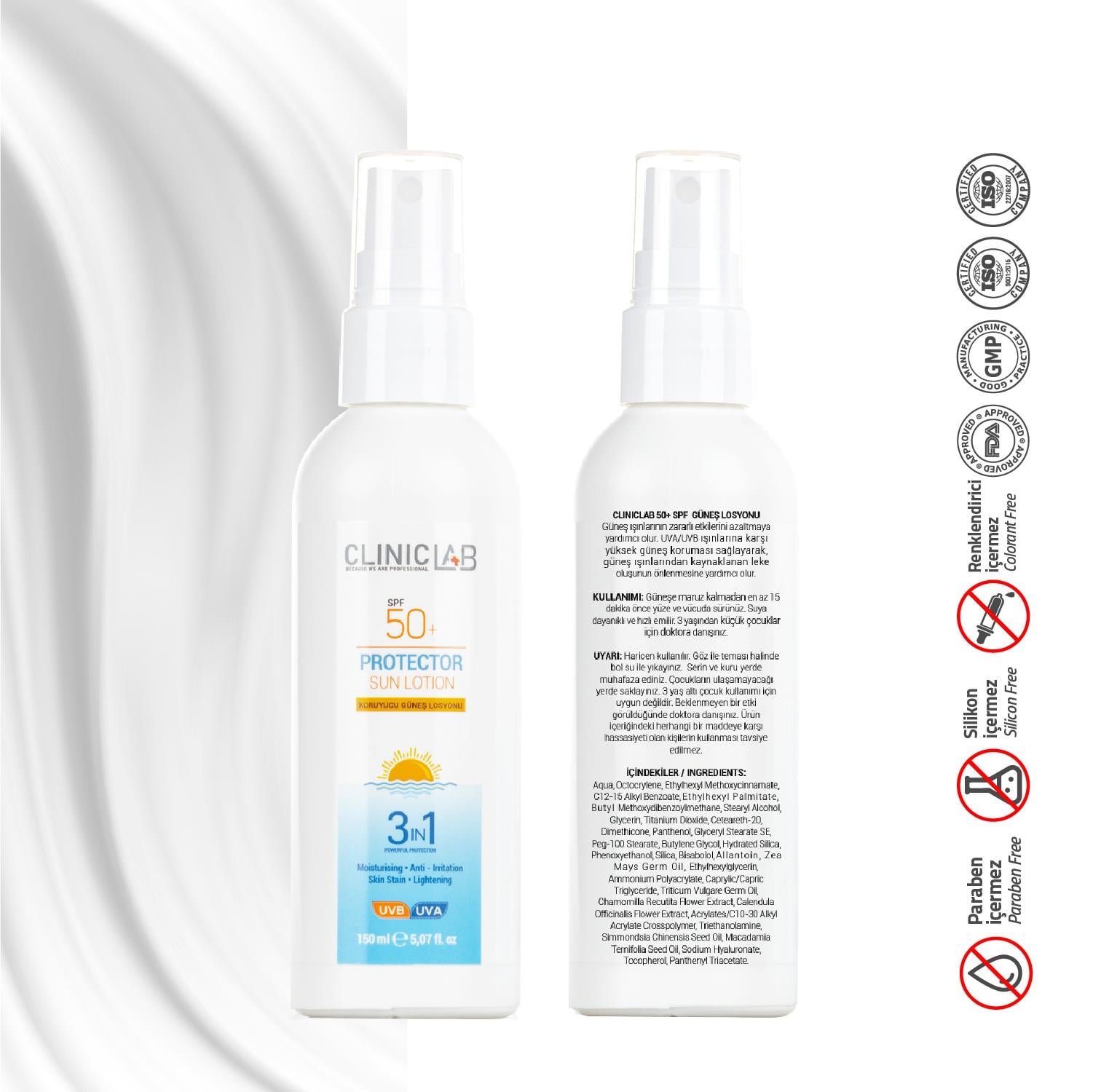 ClinicLab 50+ SPF Güneş Losyonu 150 ml