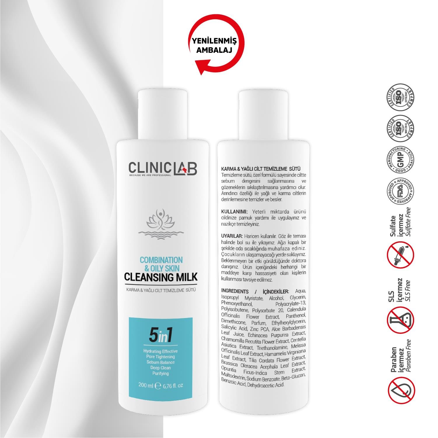 ClinicLab Karma ve Yağlı Cilt Temizleme Sütü 200 ml