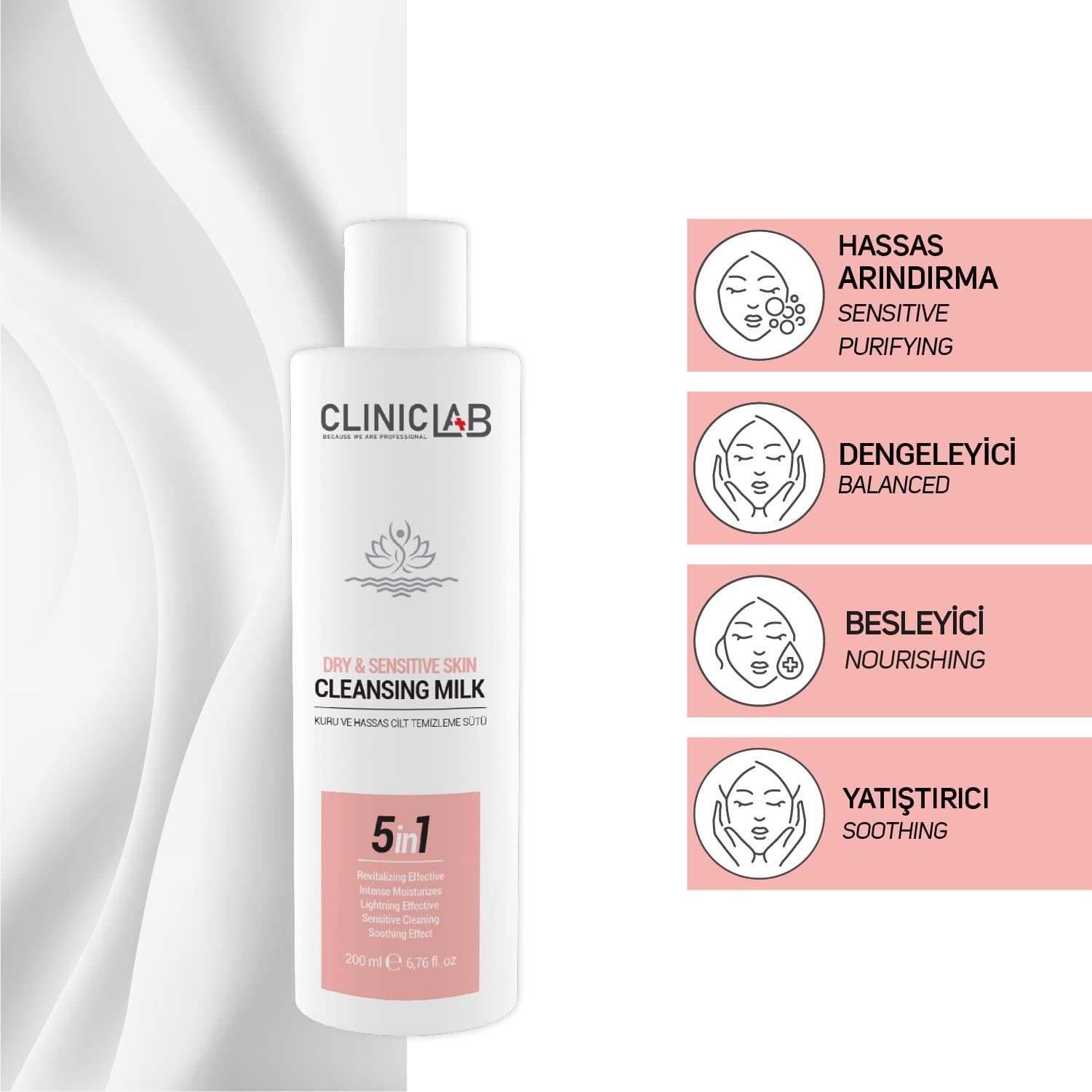 ClinicLab Kuru ve Hassas Cilt Temizleme Sütü 200 ml