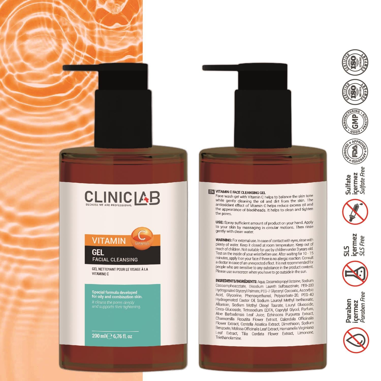 ClinicLab Vitamin C Face Cleansing Gel 200ml