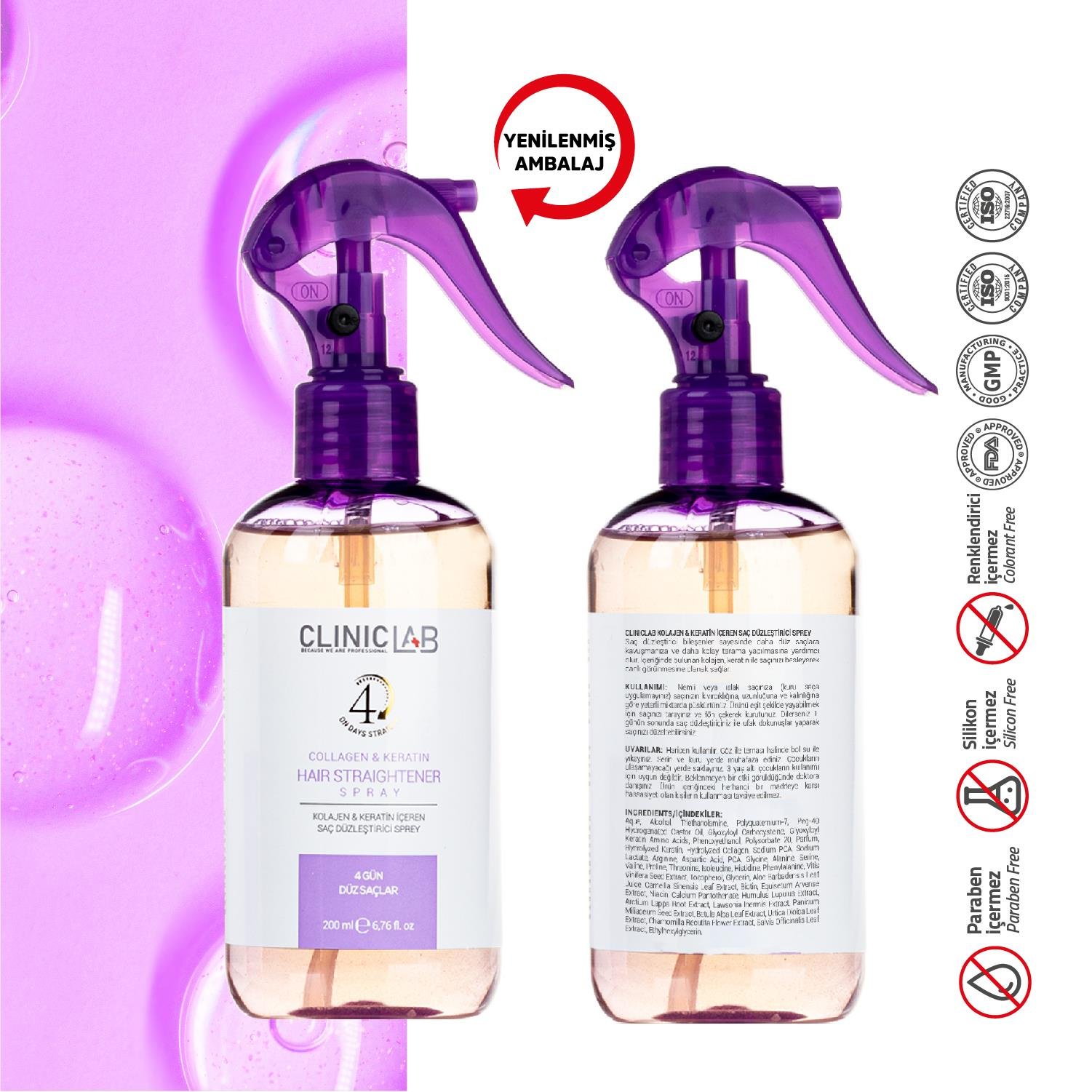 Kolajen Ve Keratinli Saç Düzleştirici Sprey 200 ml