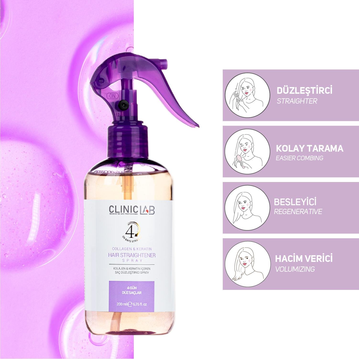 Kolajen Ve Keratinli Saç Düzleştirici Sprey 200 ml