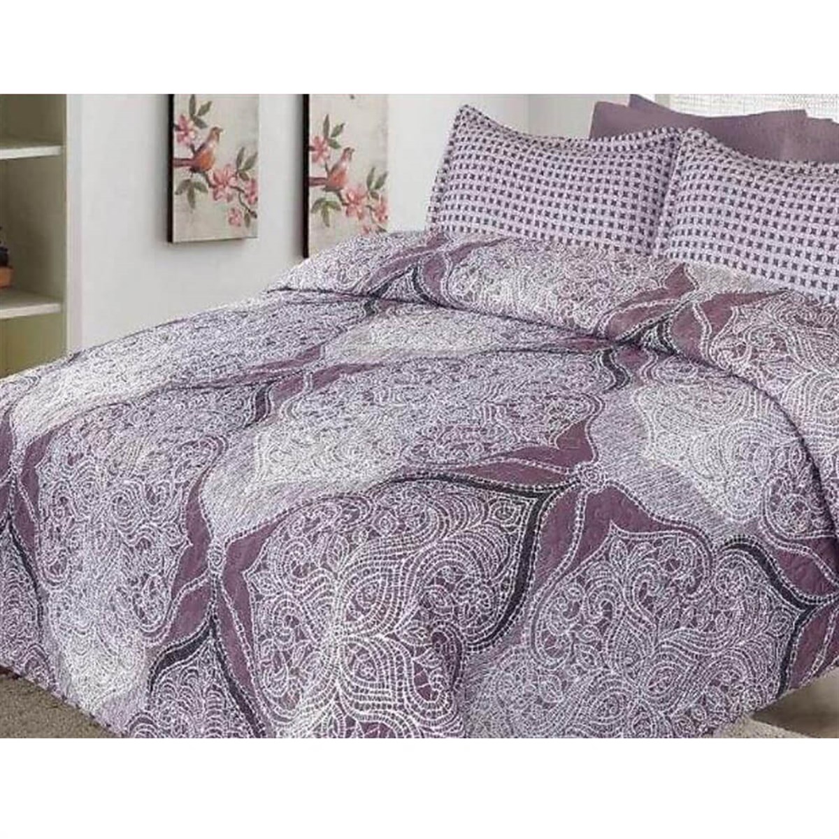 Çift Kişilik Yatak ÖrtüsüKRİSTAL9647851HİLAL TEKSTİL VE DERİ ÜRÜNLERİ GIDA SAN. TİC. LTD. ŞTİ.KRİSTAL YASMİN MÜRDÜM YATAK ÖRTÜSÜ ÇİFT KİŞİLİK