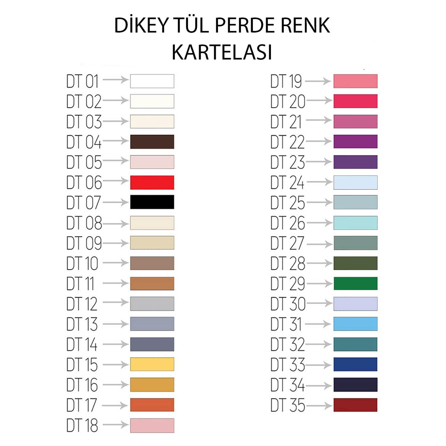 Dikey ( Lens ) PerdeKISMET PERDE SİSTEMLERİDİKEY DT SERİSİHİLAL TEKSTİL VE DERİ ÜRÜNLERİ GIDA SAN. TİC. LTD. ŞTİ.DİKEY TÜL PERDE DT SERİSİ / 35 FARKLI RENK SEÇENEĞİ