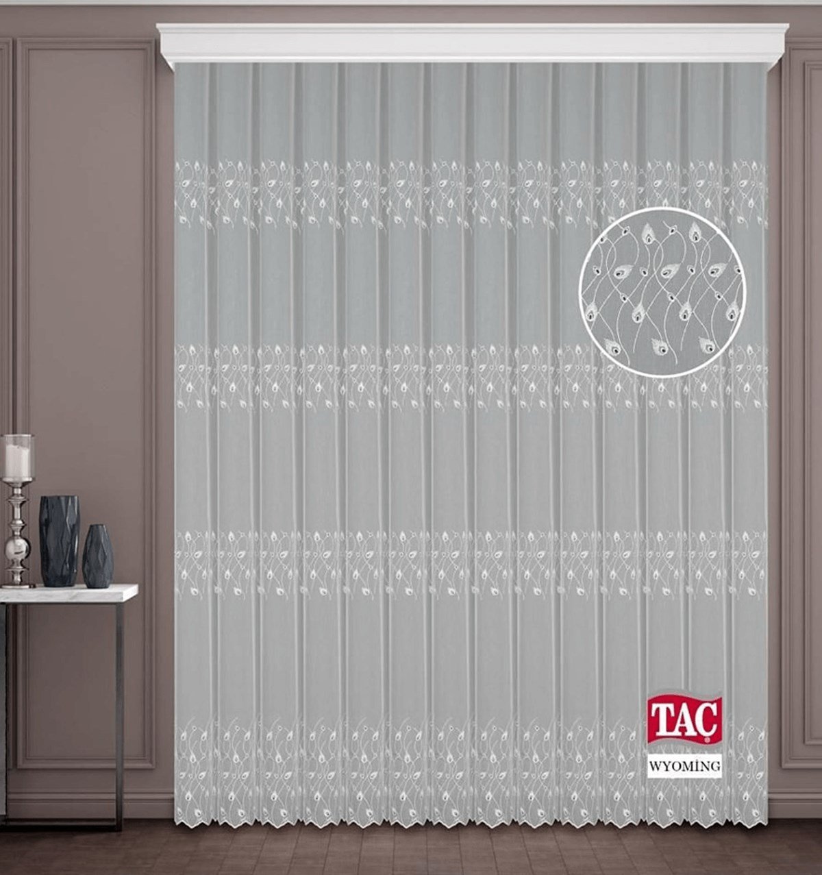 Tül PerdeTAÇ PERDE0001HİLAL TEKSTİL VE DERİ ÜRÜNLERİ GIDA SAN. TİC. LTD. ŞTİ.TAÇ WYOMİNG SOFT KETEN BRODE TÜL PERDE