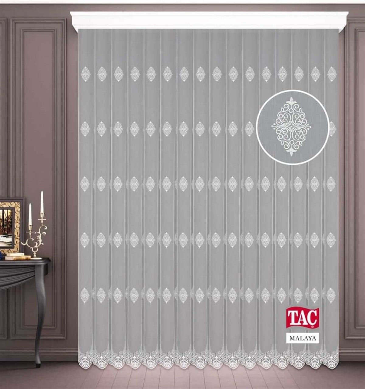 Tül PerdeTAÇ0001HİLAL TEKSTİL VE DERİ ÜRÜNLERİ GIDA SAN. TİC. LTD. ŞTİ.TAÇ MALAYA SOFT KETEN BRODE TÜL PERDE