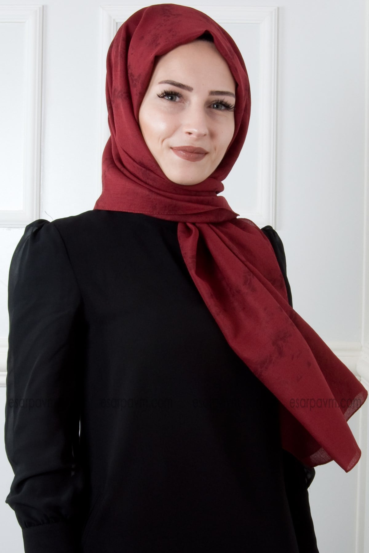 Armanda Mermer Desenli Şal Bordo