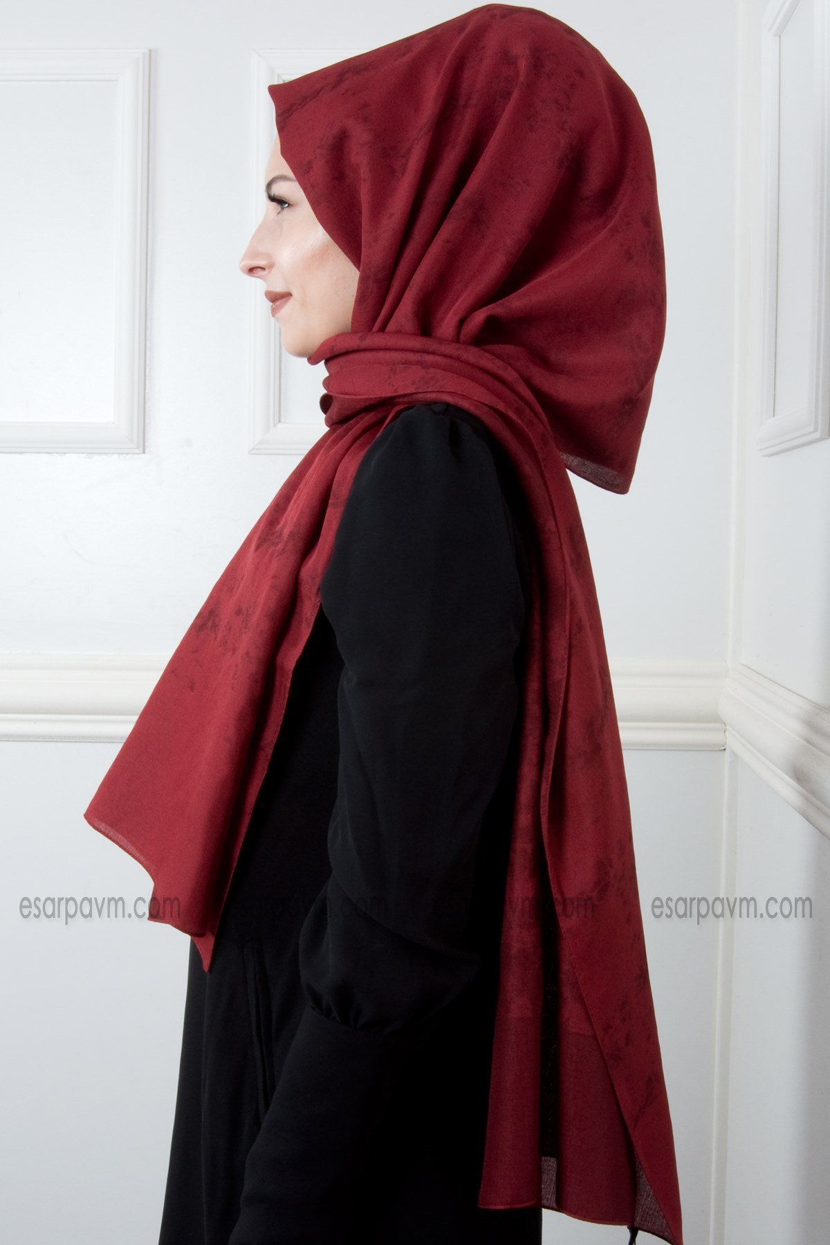 Armanda Mermer Desenli Şal Bordo