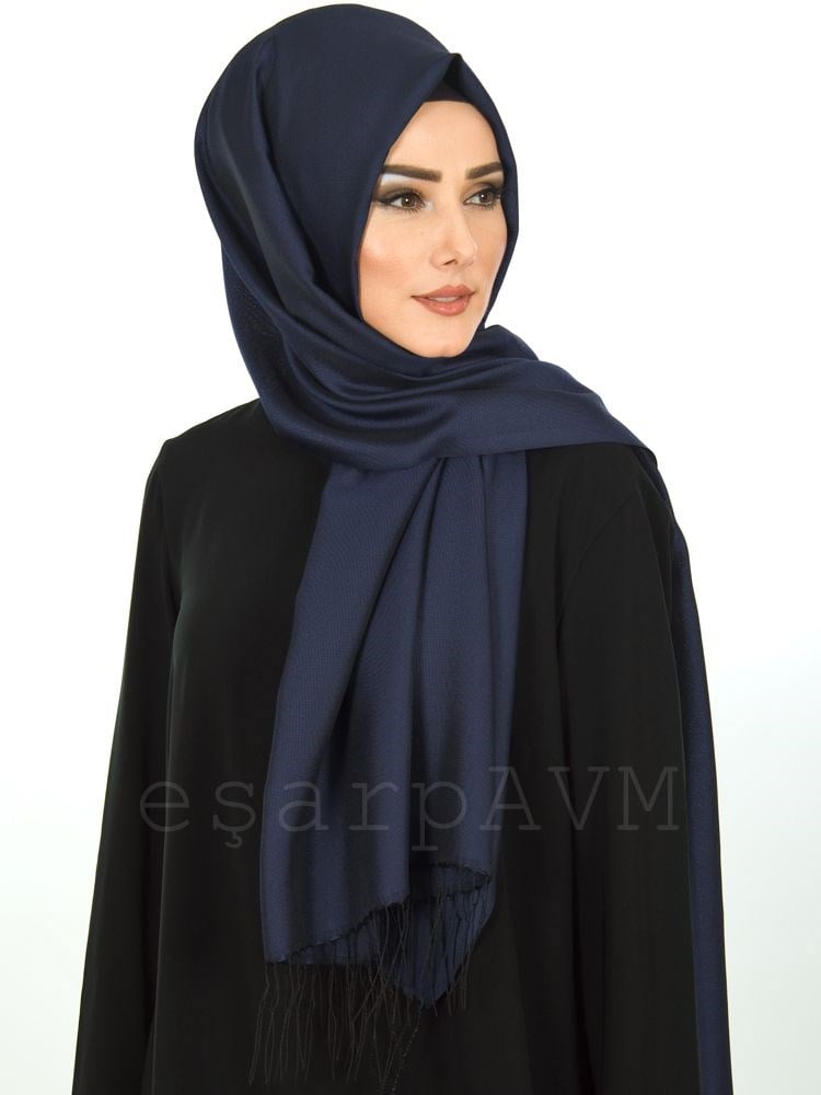 Armine Nergis File Şal Lacivert-Siyah