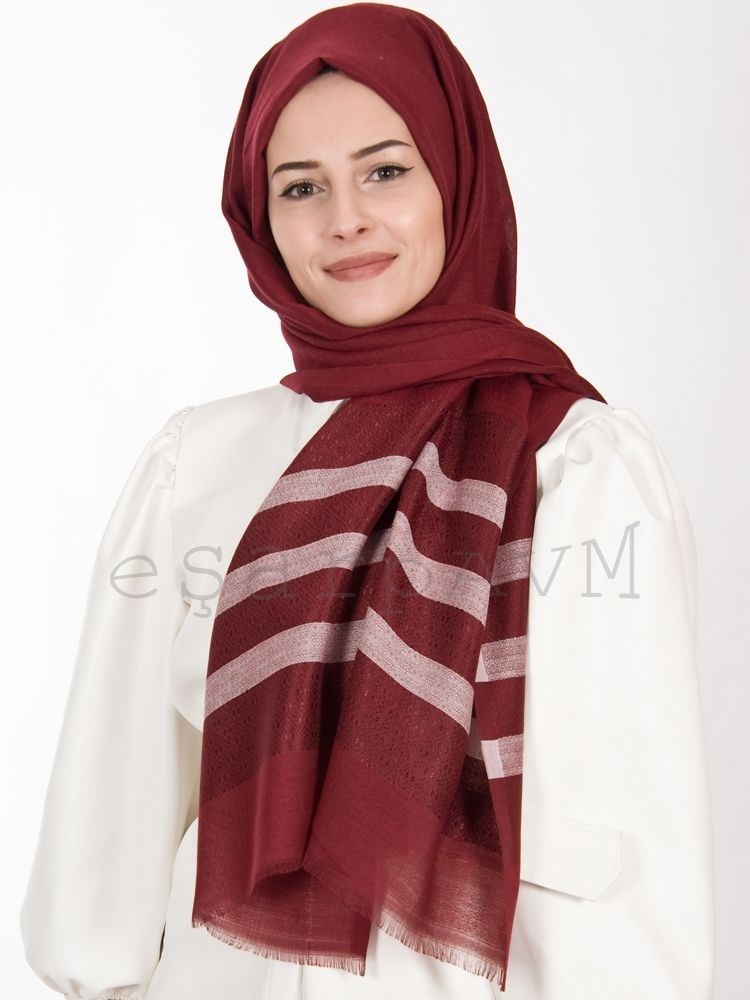 Balse Armürlü Pamuksu Şal Bordo