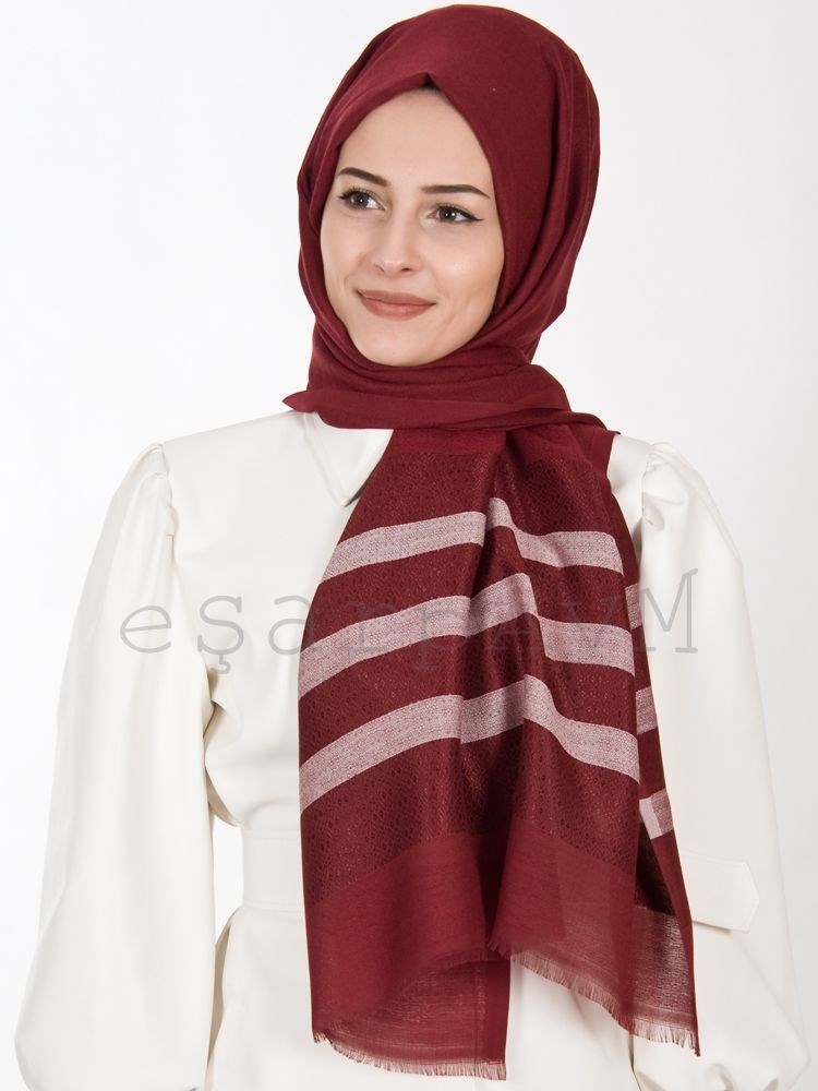 Balse Armürlü Pamuksu Şal Bordo
