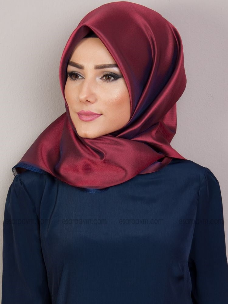 Balse Tafta Eşarp Bordo-Lacivert