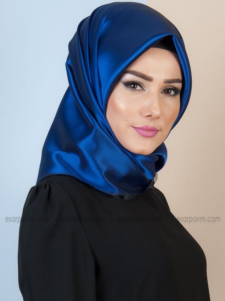 Balse Tafta Eşarp Saks-Siyah