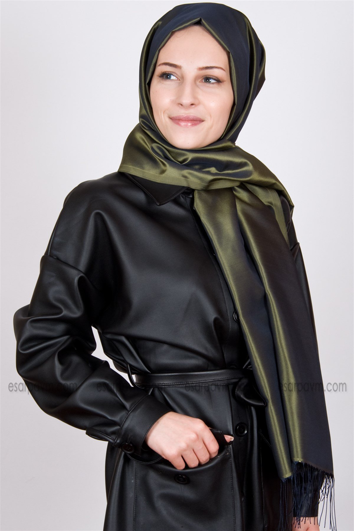 Balse Trend Tafta Şal Haki-Lacivert