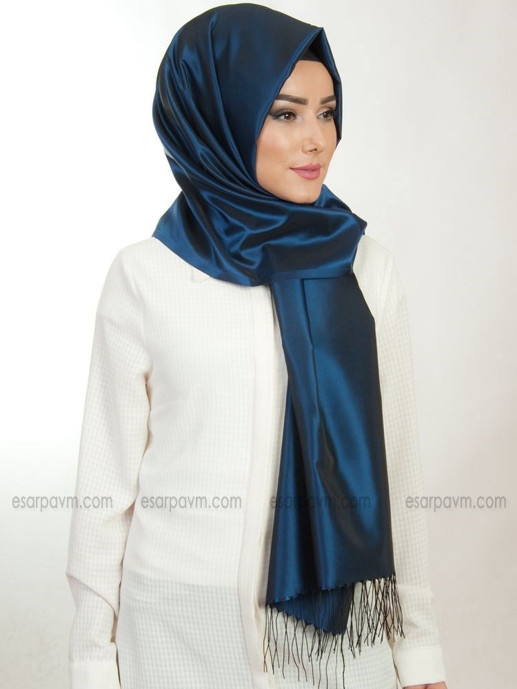 Balse Trend Tafta Şal Saks-Siyah