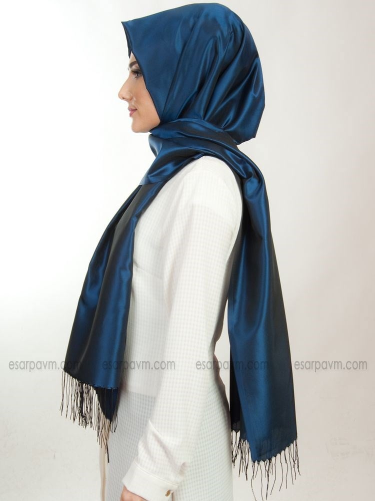 Balse Trend Tafta Şal Saks-Siyah